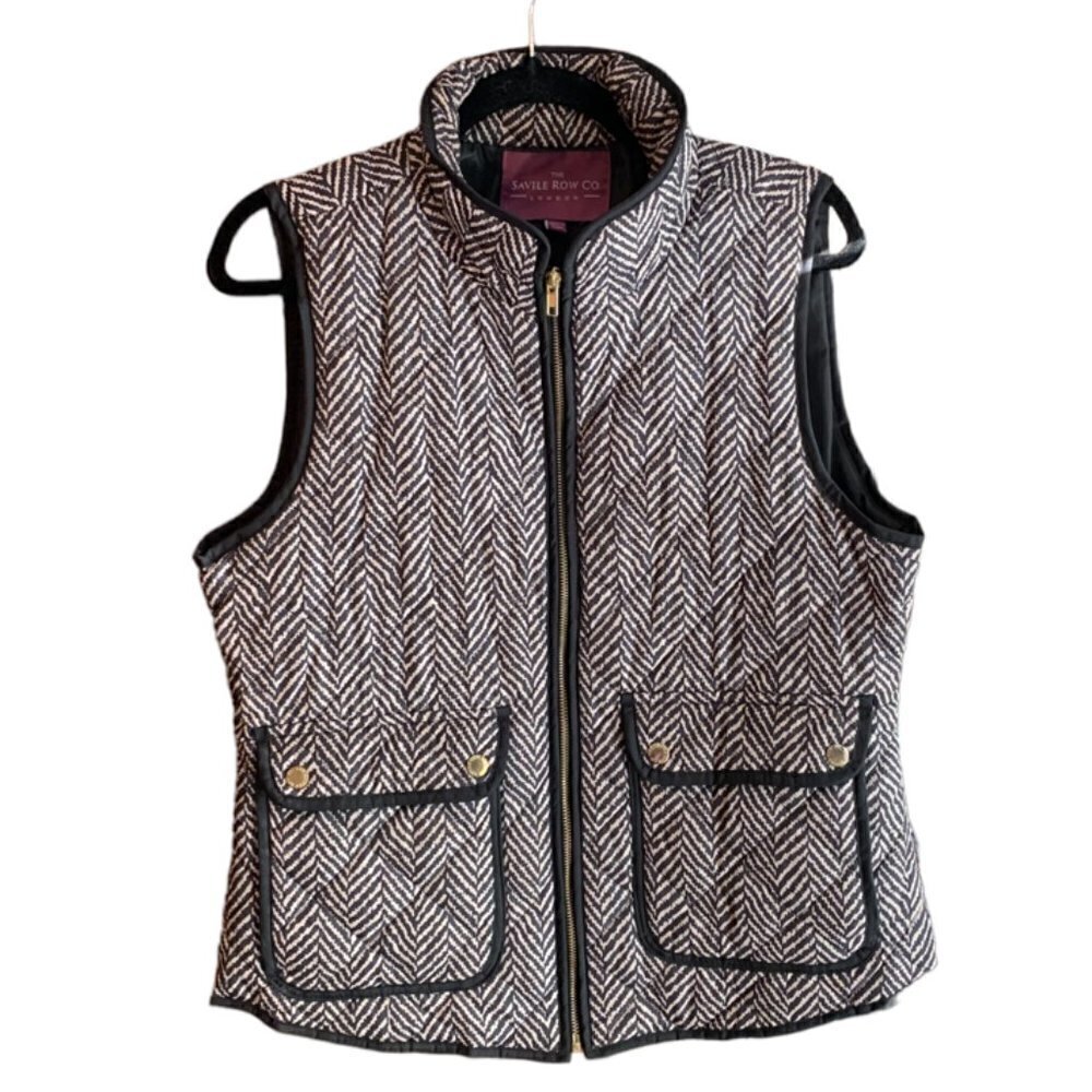 THE Savile Row Company Black Patterned Puffer Vest Size Large